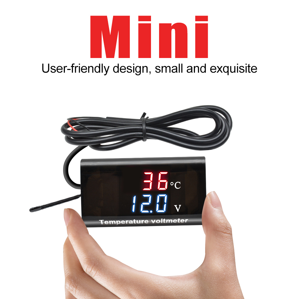 Bảng đồng hồ đo điện áp vôn kế PCBFUN 0.28 inch màn hình kĩ thuật số DC 12V xanh lam/ đỏ cho phương tiện