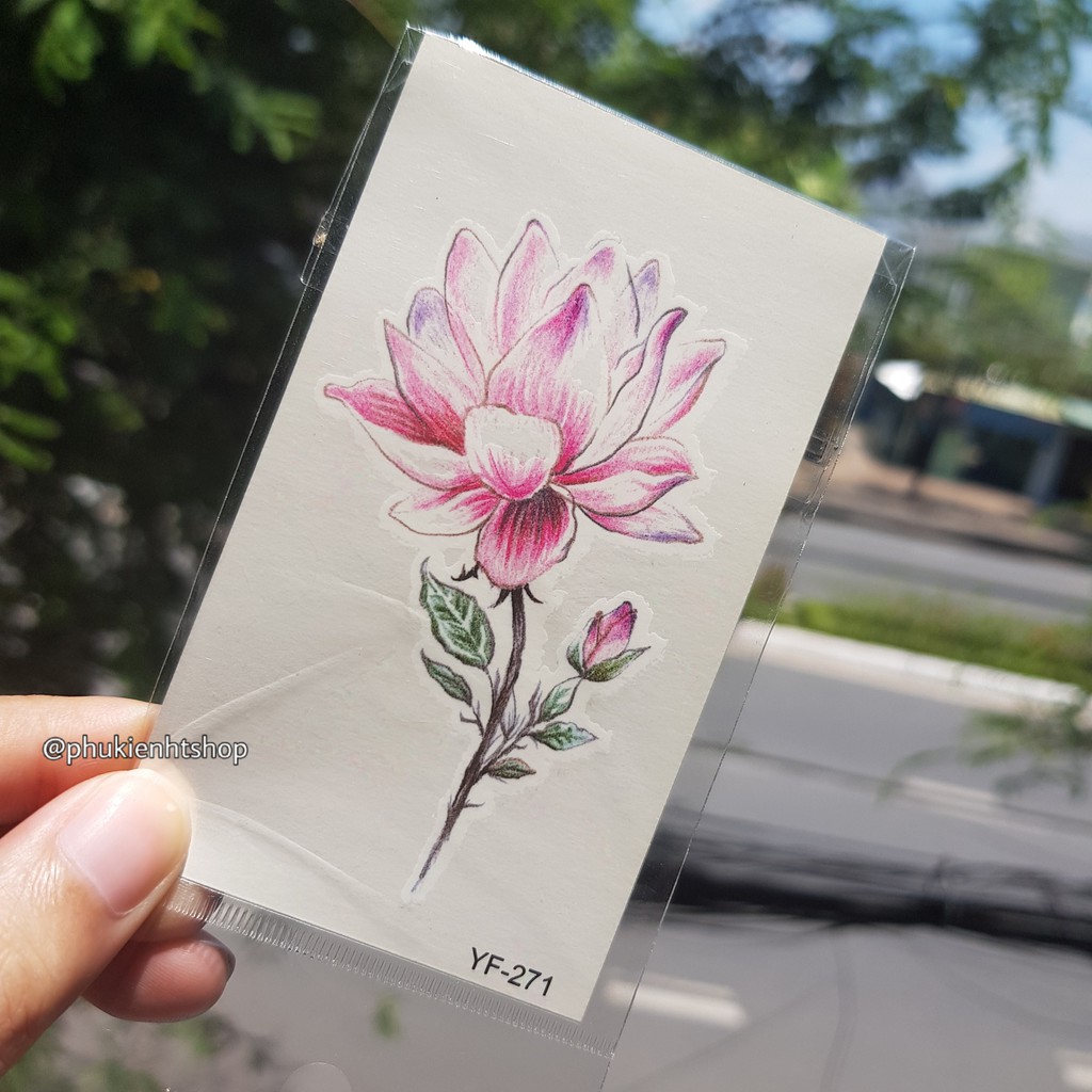 Hình xăm dán tattoo hoa b08 yf271.Xăm dán tatoo mini tạm thời, size &lt;10x6cm