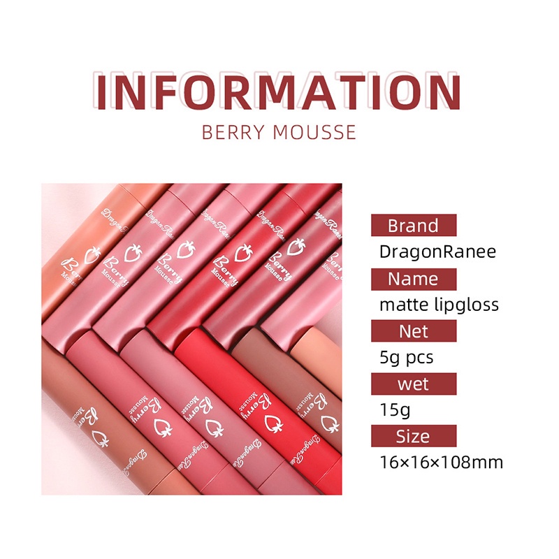 Son kem nhung lì chống nước không dính cốc lâu trôi 12 màu tùy chọn