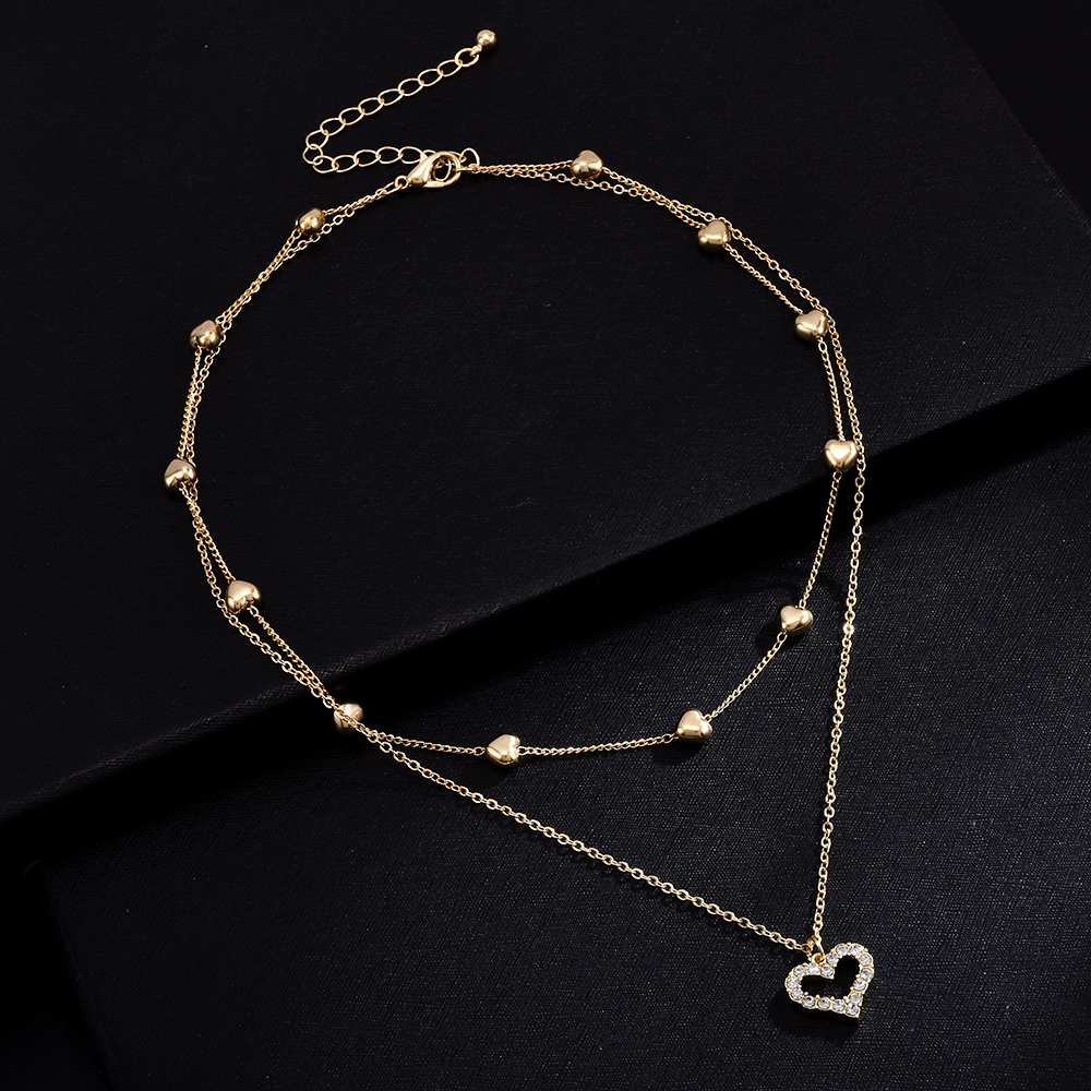 vòng cổ Hai Lớp Mặt Chữ Love Đính Đá Thời Trang Cho Nữ