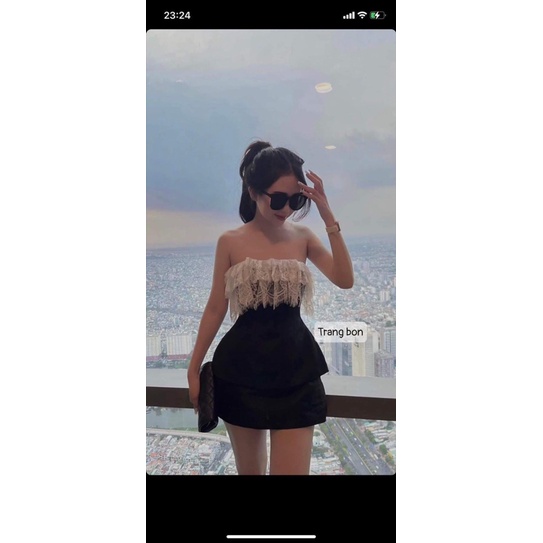 Set áo quây ren + quần giả váy | BigBuy360 - bigbuy360.vn