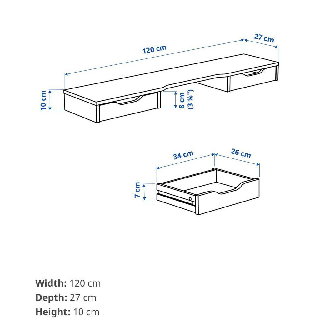 Kệ màn hình 2 ngăn kéo IKEA gỗ MDF Minh Long Chống ẩm FREE SHIP HN.