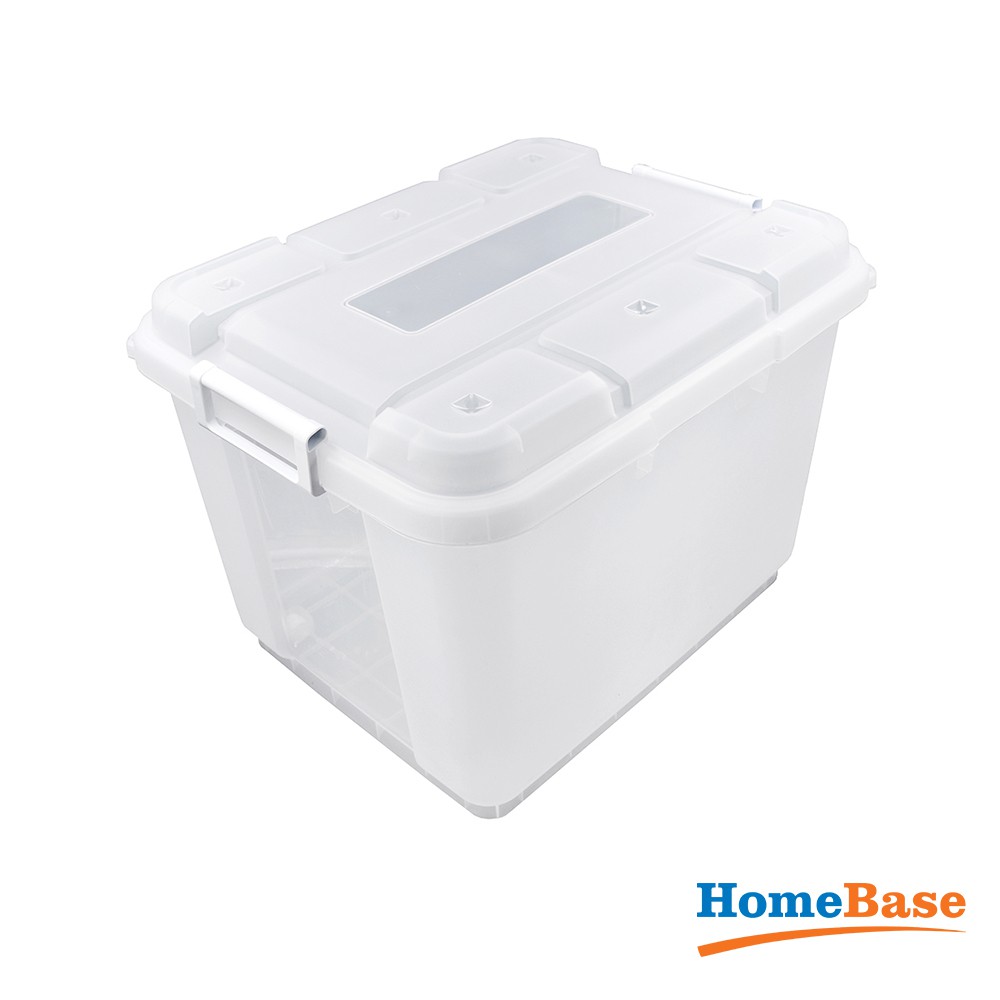 HomeBase STACKO thùng nhựa đựng đồ có nắp Thái Lan W60xD50xH44.7 Cm 90L Trắng trong
