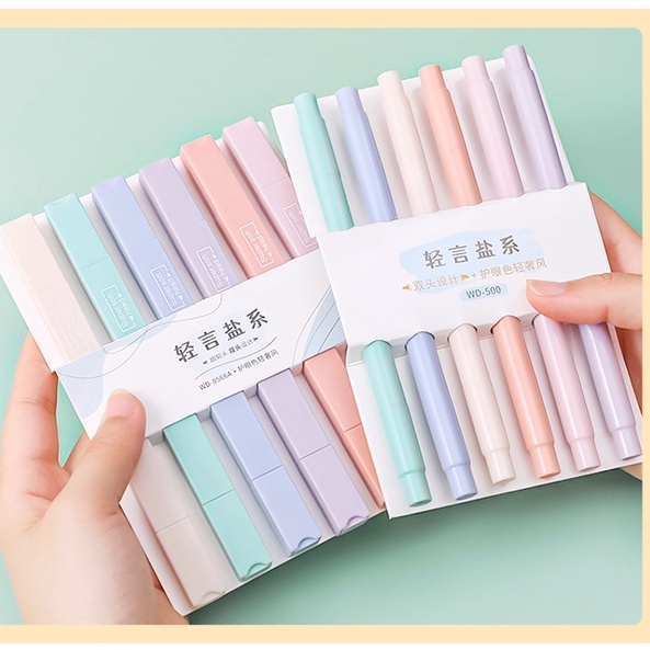 Sét bút dạ hai đầu bút đánh dấu bút highlight  6 màu sáng tạo cho học sinh