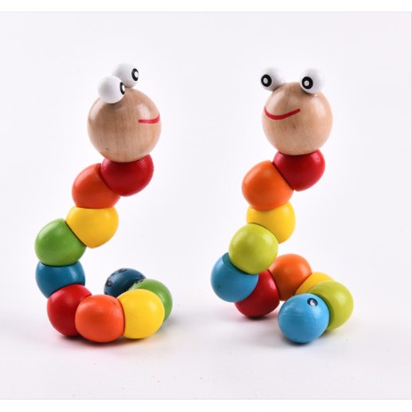 [LOẠI TO] Đồ Chơi Con Sâu Gỗ 20CM Uốn Dẻo Nhiều Màu Sắc Đáng Yêu Thú Vị Cho Bé [Đồ Chơi Trẻ Em]
