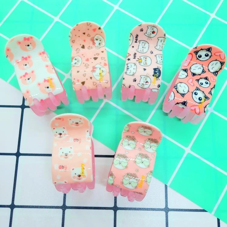 Kẹp tóc càng cua 5 răng 3D họa tiết thú cute