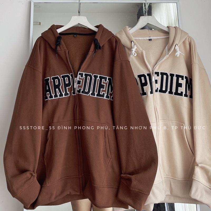 Áo Khoác nỉ ARPI 2 màu Tan_Nâu form rộng unisex nam nữ