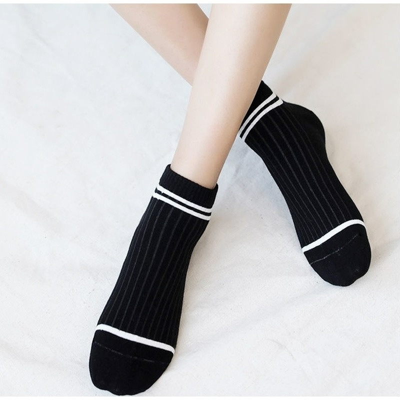 Vớ Thể Thao cotton Cổ Thấp Kẻ Sọc 6 Màu Sắc Thời Trang Xuân Thu Cho Nữ