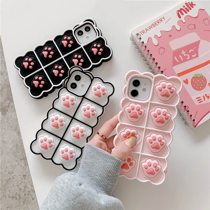Ốp Điện Thoại Silicone Chống Sốc Trang Trí Hình Chân Mèo Thích Hợp Cho Iphone 6 6s 7 8 Plus X Xs Max Xr 11 12 Pro Max