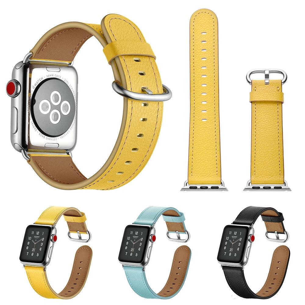 Dây da Apple Watch Series 1 2 3 4 5 size 38/40mm 42/44mm khóa tròn bảng màu hot 2021