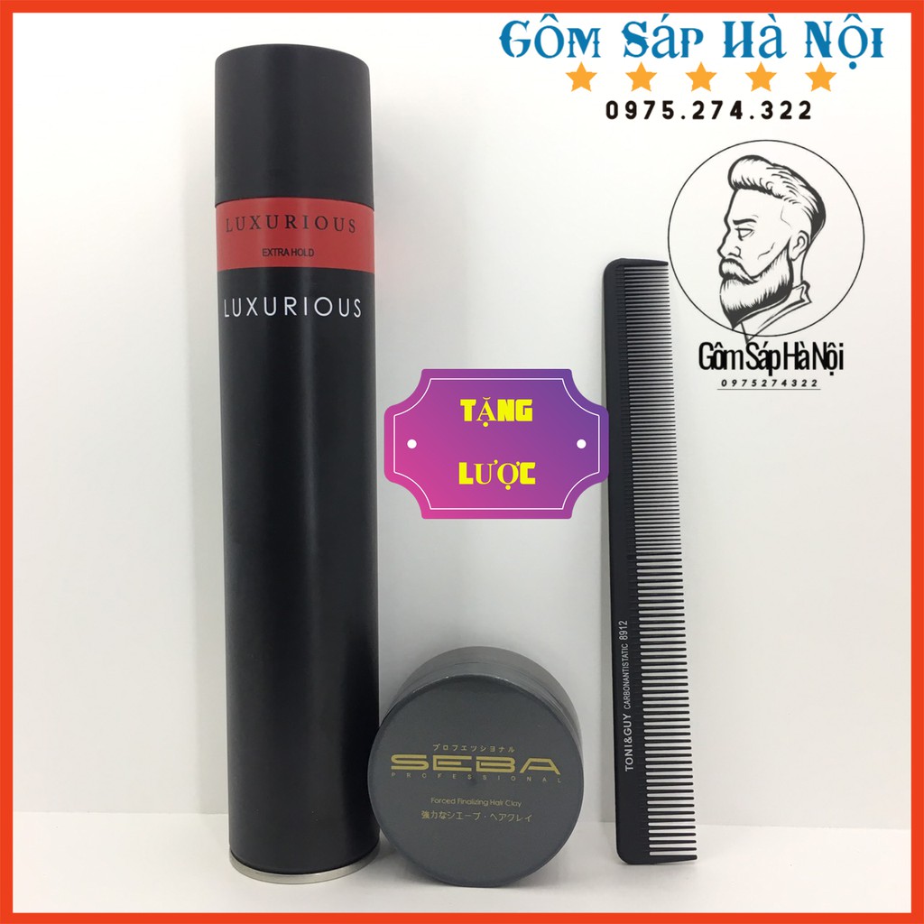 COMBO GÔM XỊT TÓC LUXURIOUS + SÁP VUỐT TÓC SEBA CHÍNH HÃNG TĂNG FREE LƯỢC
