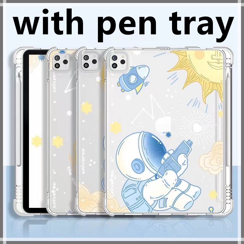 【Astronaut】Pro11 2021 IPad Case for Mini6 1st 2nd 3rd 4th 5th 6th 7th 8th 9th 11 Gen IPAD9 igen9 IPad Cover for Mini5 10.2 IPad Case with Pencil Holder Air3 Air2 Air1 10.9 Air5 Air4 Pro10.5 Pro11 apple pencil tri-fold silicone soft shell ipad7 ipa