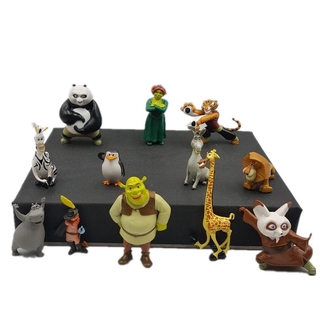 Set 12 Mô Hình Đồ Chơi Các Nhân Vật Trong Shrek / Madagascar / Panda Dễ Thương