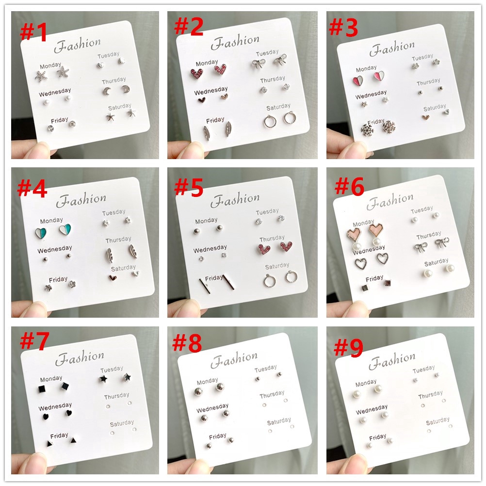 Set 6 đôi hoa tai đính ngọc trai nhiều kiểu dáng xinh xắn cho nữ