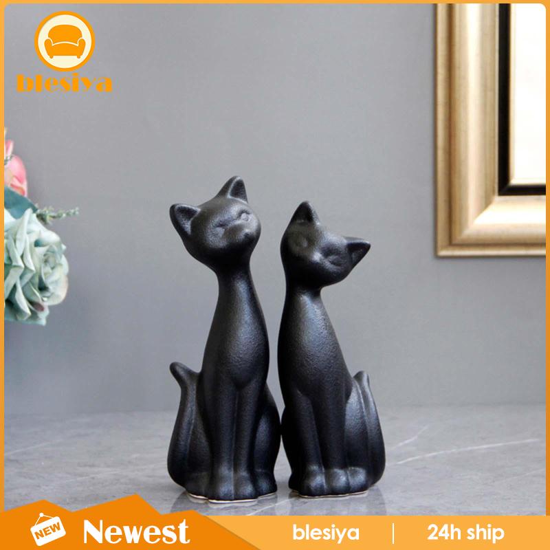 [Blesiya] Set 2 Tượng Mèo Con Trang Trí Kệ Sách Hiện Đại