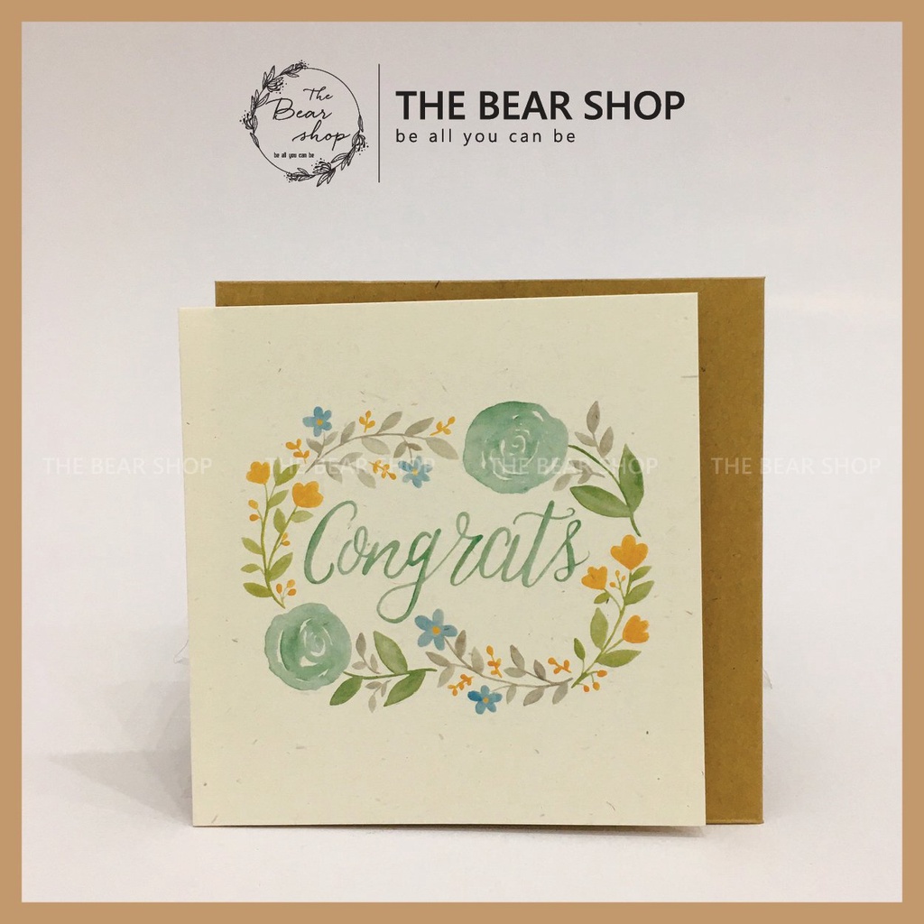 Thiệp handmade vintage giấy kraft - Kích thước 11x11cm hàng loại 1 - The Bear Shop