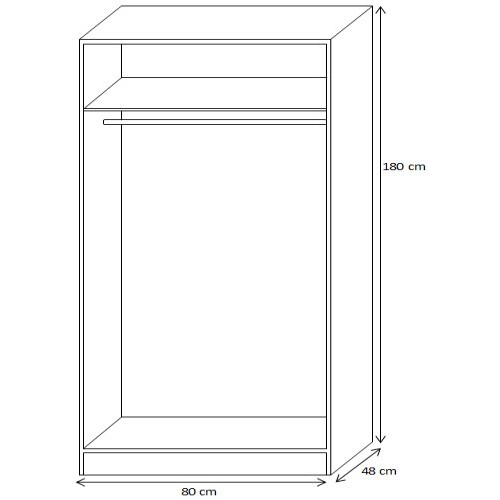 Tủ quần áo gỗ công nghiệp 2 cánh mở thiết kế đơn giản tiện lợi rộng 80cm (TQA-26)