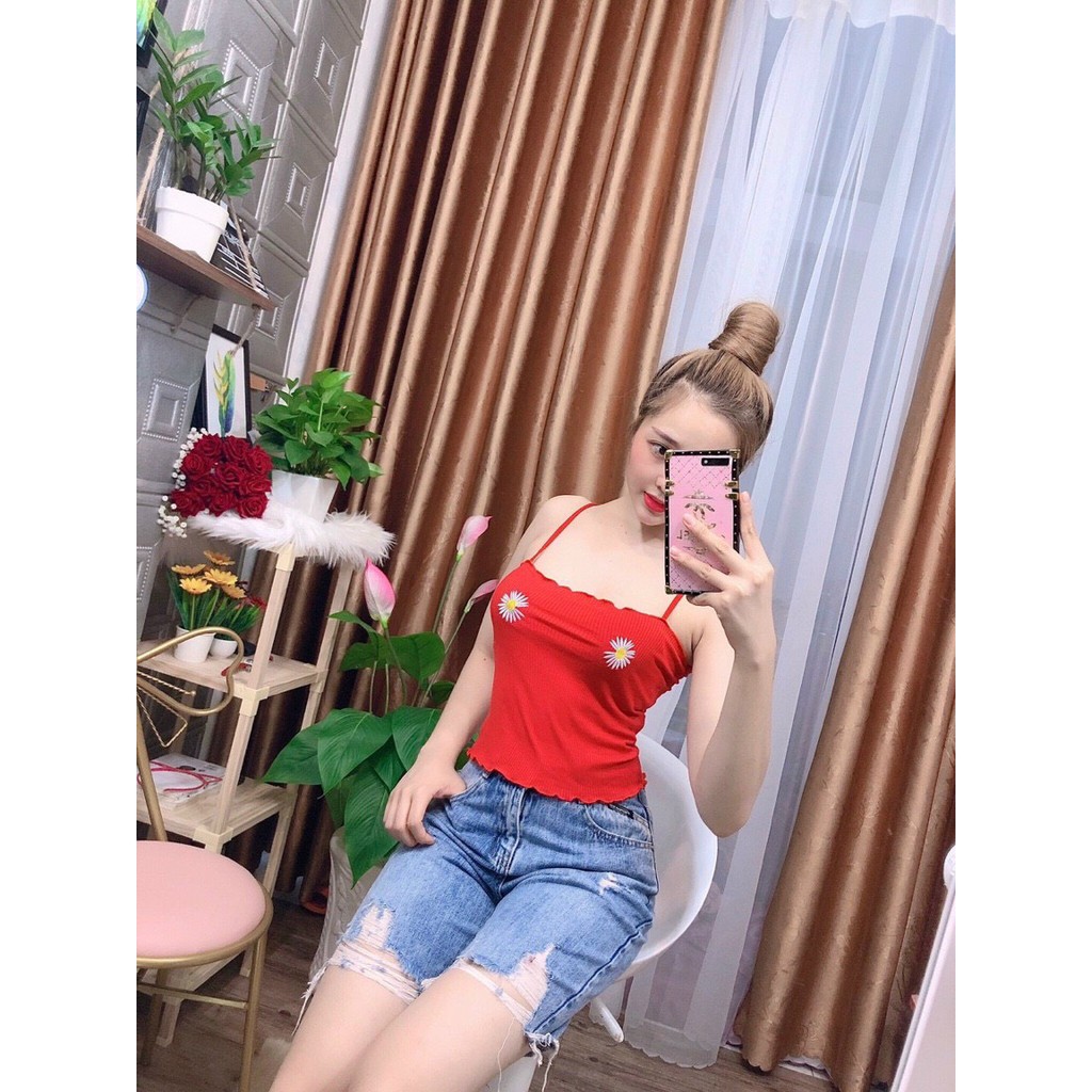 ÁO NỮ CROPTOP THÊU HOA CÚC HÀNG CHUẨN ĐẸP NHIỀU MÀU CT05 - NVT