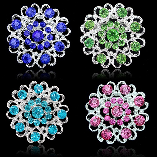 Ghim gài áo hình hoa đính đá xinh xắn