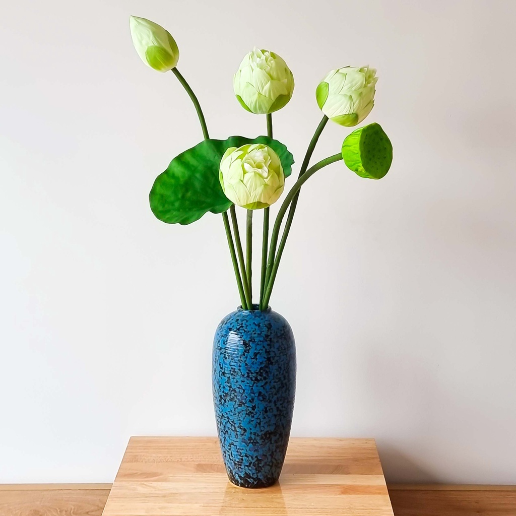 Bình hoa gốm sứ Bát Tràng cao trên 30cm dáng vò cao miệng nhỏ - Lọ cắm hoa decor trang trí đẹp