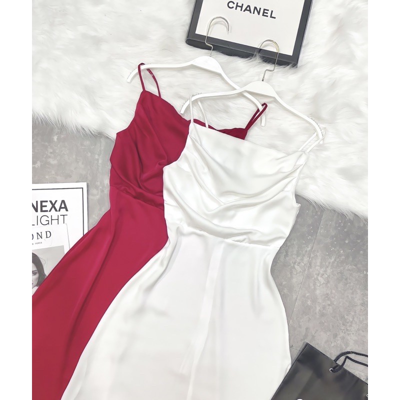 VÁY LỤA 2 DÂY CỔ ĐỔ KÈM VIDEO ẢNH THẬT | BigBuy360 - bigbuy360.vn