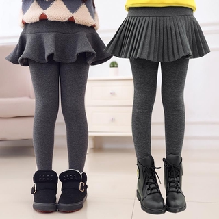 Bé Gái Thu Đông Quần Legging Giả Hai Mảnh Hakama Quần Thu Đông Trẻ Em Mặc Ngoài Culottes Phong Cách Phương Tây Dày
