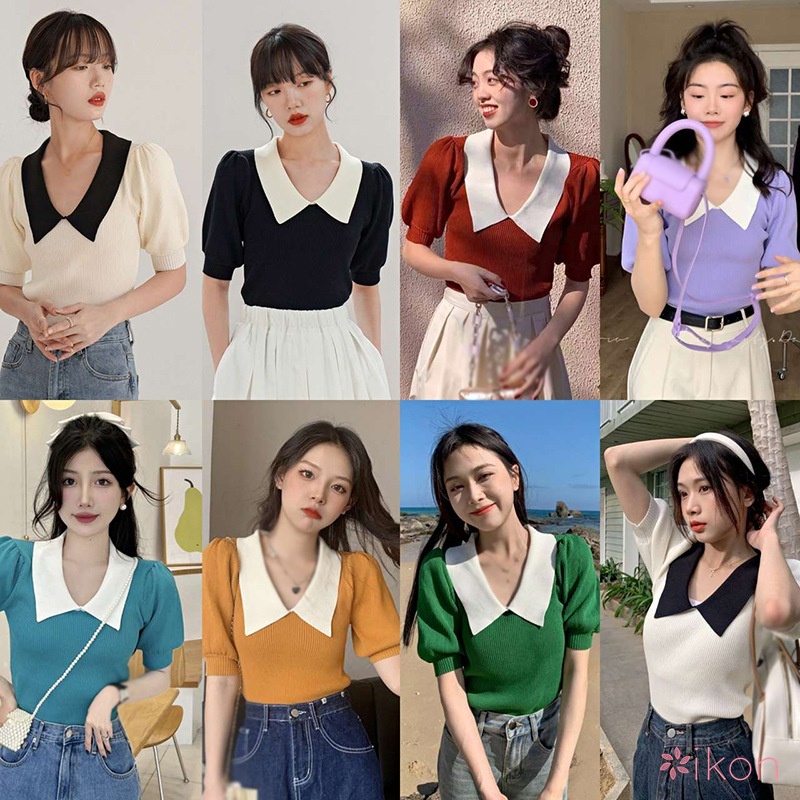 Áo Sơ Mi Dệt Kim Tay Ngắn Dáng Rộng Phong Cách Retro Dành Cho Nữ