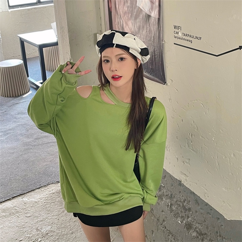 Off shoulder sweater long sleeve T - áo kiểu rộng rãi gợi cảm