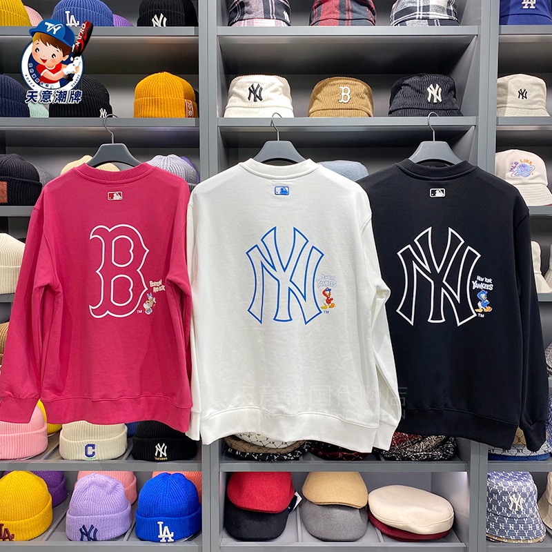 MLB Áo nỉ tay dài in hình Disney thời trang Hàn Quốc