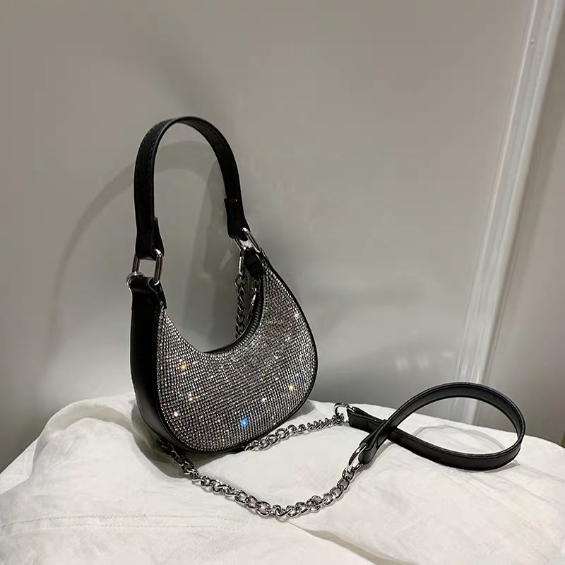 Túi kẹp nách đính đá lấp lánh Túi đeo chéo đính kim cương