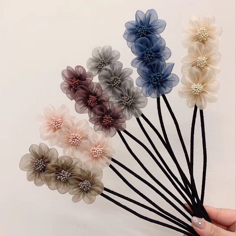 Thanh búi tóc nhiều mẫu sang chảnh, thanh cuộn tóc hình hoa phong cách Hàn quốc
