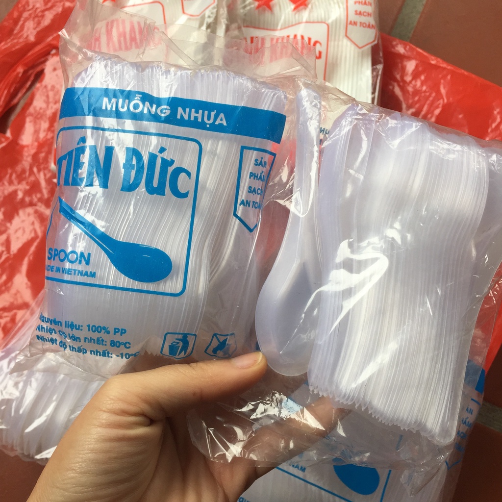 Thìa nhựa, muỗng nhựa Tiên Đức thìa xôi dùng 1 lần loại 11cm LINHMART