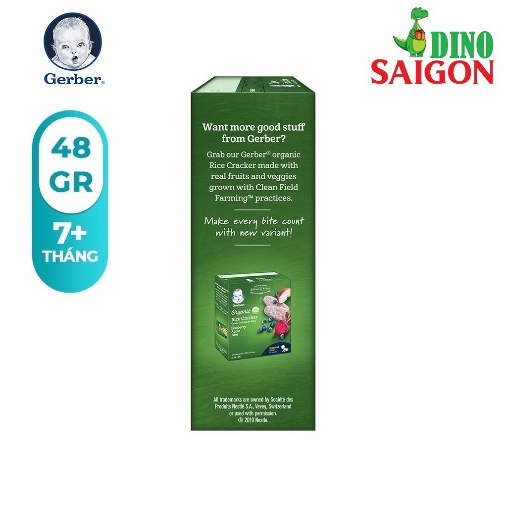 [Tặng 1 Gối Ôm Cà Rốt] Bộ 3 Bánh Gạo Hữu Cơ Gerber Organic Vị Việt Quất Táo Củ Cải Đỏ