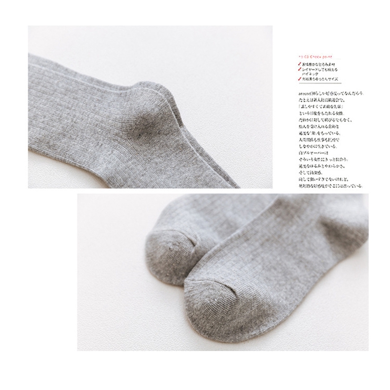 Vớ cotton cao mắt cá chân sọc rộng màu trơn cho nữ sinh Nhật Hàn