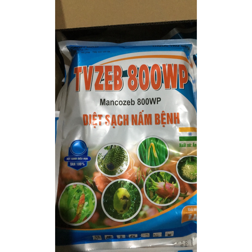 Mancozeb Ấn Độ Bột xanh tan cực nhanh TVZEB 800 GÓI 1KG