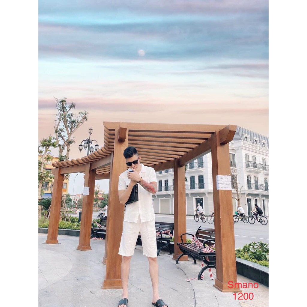 Bộ hè nam, bộ đũi mango cổ bẻ. | BigBuy360 - bigbuy360.vn