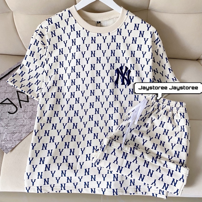 Áo thun và quần NY màu ĐEN/KEM vải chân cua dày mịn   Jaystoree2