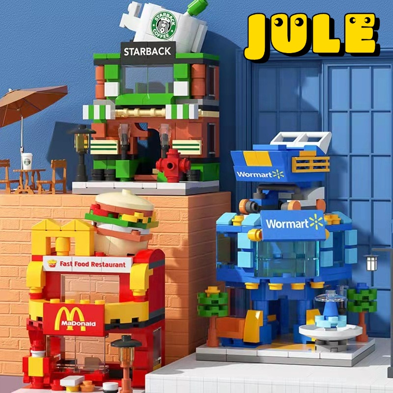 Jule 032 lego Bộ Đồ Chơi Lắp Ráp Mô Hình Đường Phố Mini Diy Dành Cho Bé Trai Và Bé Gái