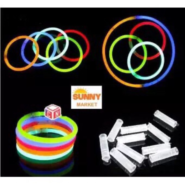 Que Phát Sáng Dạ Quang Đủ Màu Sắc Rực Rỡ GIADUNGBANBUONTANTHANH Hộp 100 que vòng phát sáng dạ quang với nhiều phụ kiện