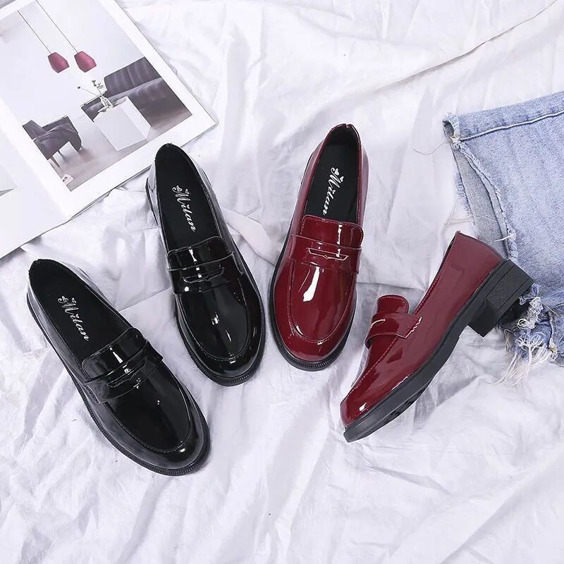 Giày Da Đế Dày Phong Cách Anh Quốc Cho Nữ Size 31-46 41 Plus Size 42