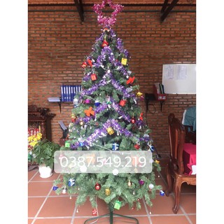 Combo cây thông noel 1m5 lá xanh kèm phụ kiện