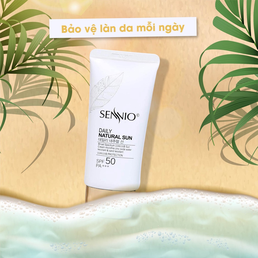 Kem chống nắng kiềm dầu Sennio Daily Natural Cream SPF 50 PA+++ dưỡng trắng da phù hợp cho da dầu mụn 50ml SNO 803
