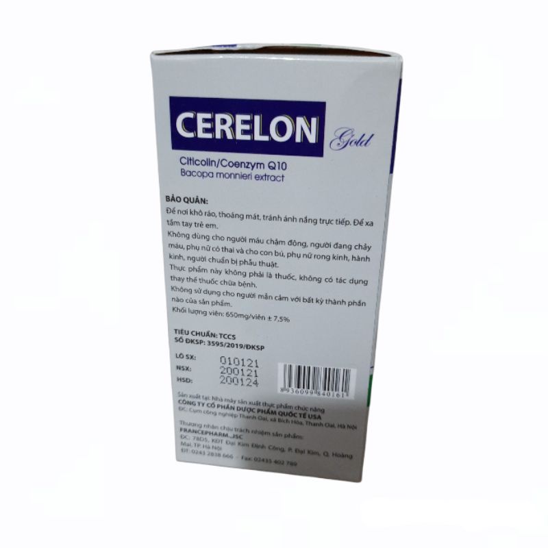 Hoạt huyết dưỡng não CERELON GOLD Citicolin - Tăng cường lưu thông máu não ,phòng ngừa tai biến