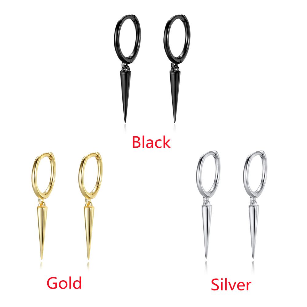 Bông Tai Dạng Kẹp Dáng Dài Đính Đinh Tán Phối Tua Rua Phong Cách Gothic Thời Trang