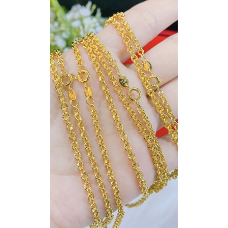 Dây chuyền nữ kiểu chữ công dát vàng 18 dát vàng 24