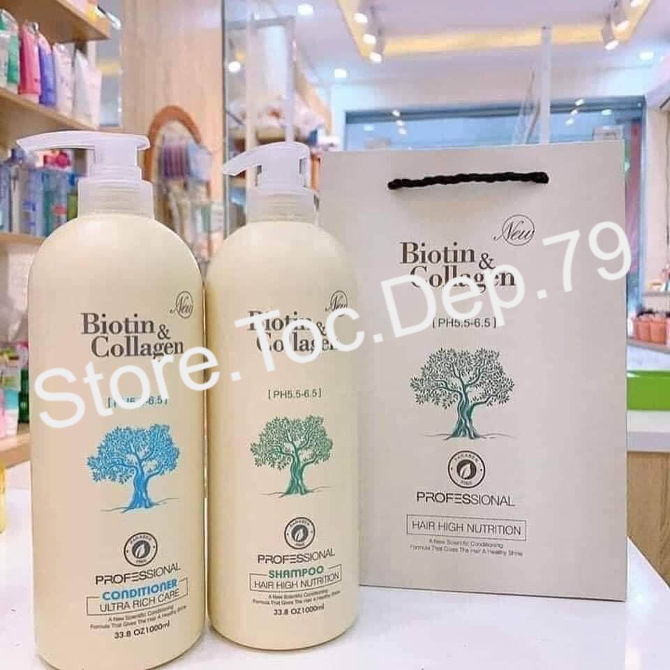 🛑FreeShip🛑Cặp Dầu Gội Xả Biotin Collagen Trắng | Giảm Rụng Tóc,Phục Hồi Tóc Khô Xơ, Hư Tổn ⚜️Hàng Chính Hãng⚜️ q҉