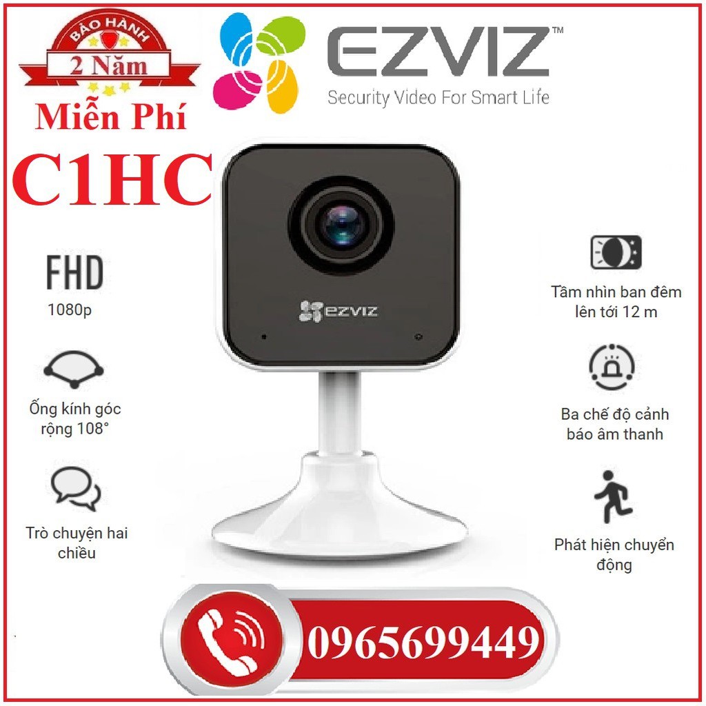 Camera Wifi Không Dây Góc Siêu Rộng Ezviz C1C-B 2Mp , Ezviz C1C 2Mp , Ezviz C2C 1Mp, Ezviz C1HC 2Mp - Hàng Chính Hãng