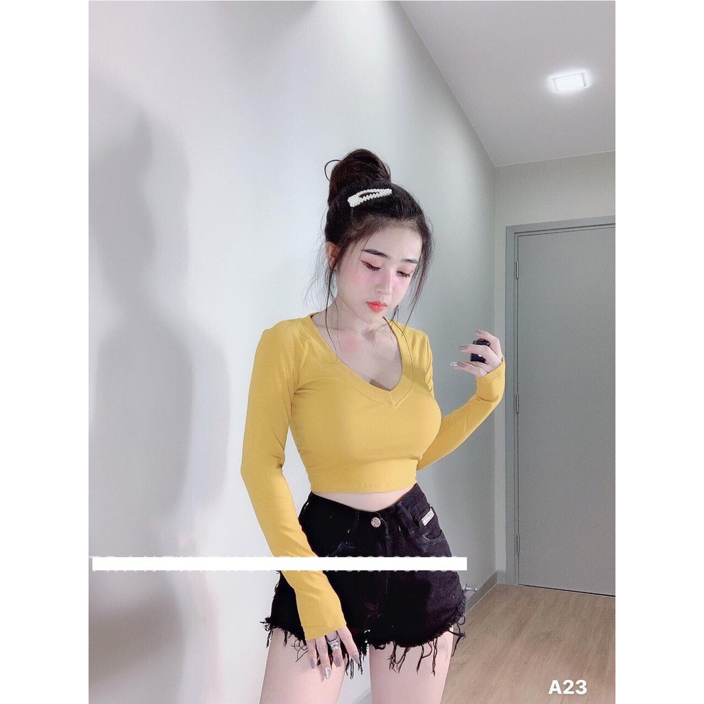 Áo tay dài cổ tim chất thun bozip siêu xịnhhh