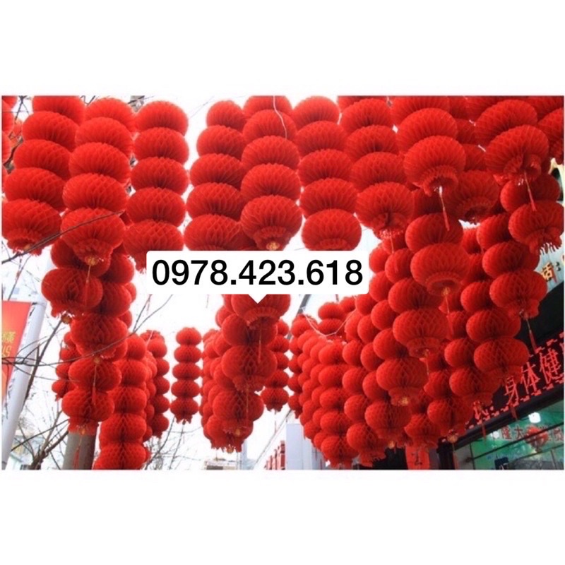 Đèn lồng Đỏ chuỗi liền ni lông Cực dày Chống nước trang trí Lễ Tết, khu du lịch, đền chùa Chúc mừng năm mới
