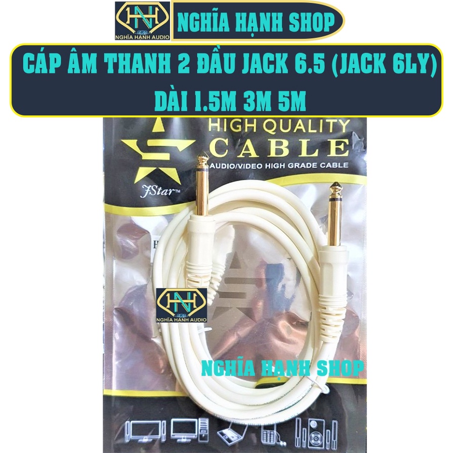 Cáp loa 2 đầu 6.5 dài 1.5M 3M 5M (dây 2 đầu 6 ly - Cáp âm thanh 6.5 mm - Cáp 2 đầu jack 6.5